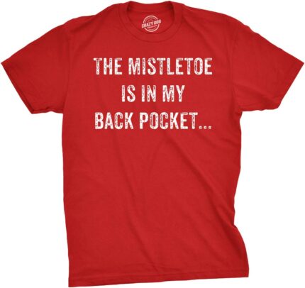 Mens Mistletoe in Back Pocket T Shirt Funny Offensive Sarcastic Christmas Tee T Shirt