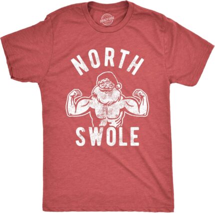Mens North Swole T Shirt Funny Workout Santa Christmas Graphic Novelty Fitness Tee T Shirt