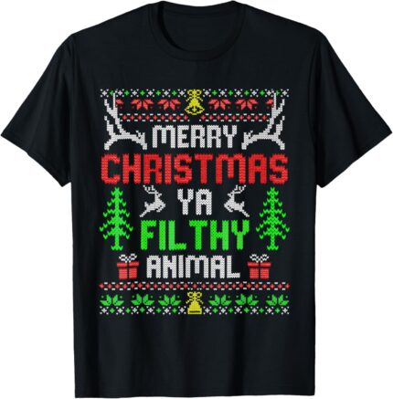 Merry Christmas Animal Filthy Ya Xmas Family T Shirt
