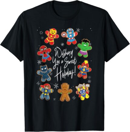 Marvel Avengers Christmas Gingerbread Wishing Sweet Holiday T Shirt