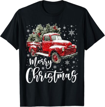 Merry Christmas Red Truck Family Matching Christmas T Shirt