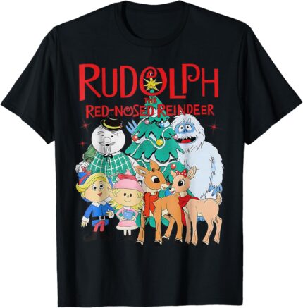 Funny Cute Rudolph The Red Nosed Reindeer Christmas Tree T Shirt