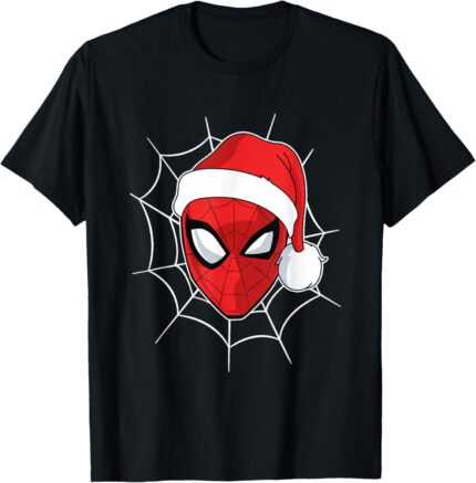 Marvel Comics Spider-Man Christmas Face Portrait T Shirt
