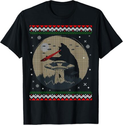 Funny Cat Laser Eye Spaceship UFO Alien Ugly Christmas