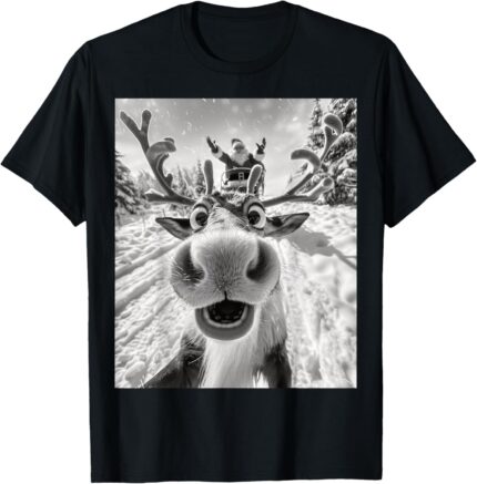 Funny Reindeer Selfie Christmas T Shirt