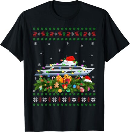 Funny Xmas Lighting Tree Santa Ugly Cruise Ship Christmas